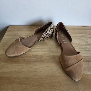 TOMS Brown & Leopard Print Jutti D'Orsay Flats